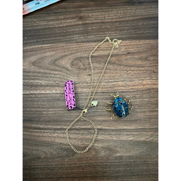 New Betsey Johnson Necklace and Brooch Ladybug designer fashion jewelry - Picture 1 of 3